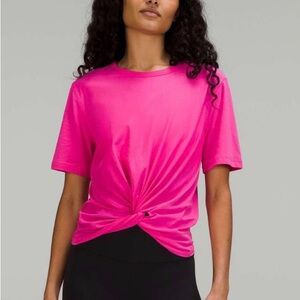 Lululemon Crescent Tee Pink Size 6 8 Medium M Tie Front Knot Short Sleeve Top